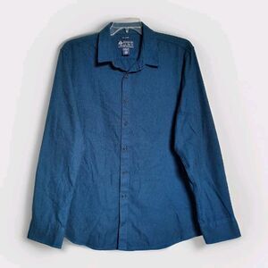 American Rag Men Blue Long Sleeve Button Down Lightweight Flannel Shirt Sz XXL